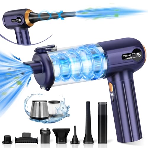 Ceboic Handstaubsauger Akku Kabellos, 16000Pa Autostaubsauger USB Aufladbar Mini Staubsauger, 4 in 1 Handsauger & Staubgebläse mit LED Licht, Tragbar Leicht Auto Staubsauger for Büro Haus Tierhaare von Ceboic