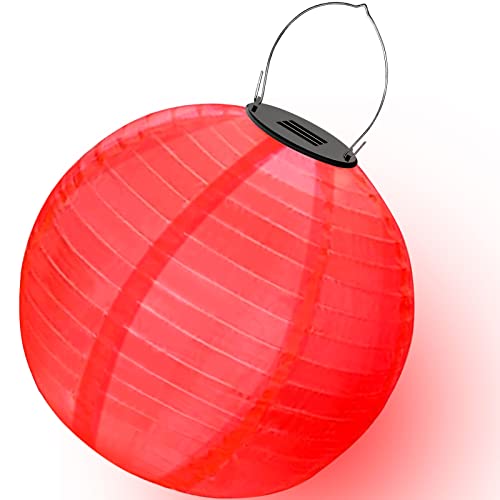 Ceboic Lampions Solar Außen, Solar LED Laterne Wetterfest Nylon Hängende Gartenlaterne Papierlampen in Kugelform, Laterne Lichterkette Outdoor für Garten Terrasse Hochzeit (Rot) von Ceboic