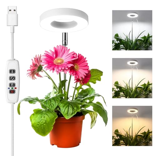 Ceboic Pflanzenlampe LED Vollspektrum, 48 LEDs Pflanzenlicht für Zimmerpflanzen, Pflanzenleuchte mit Timer 3/9/12Hrs, 3 Lichter Modi, 10 Stufen Dimmbar, Höhenverstellbar Grow Lampe für pflanzen von Ceboic