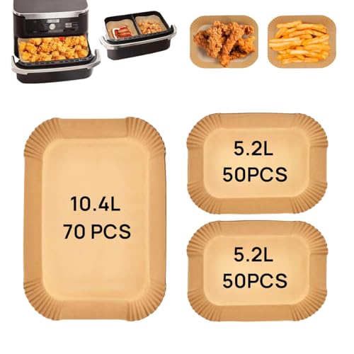 Cecanndila Backpapier Airfryer Heißluftfritteuse Zubehör Set 170 Blatt - Kompatibel mit Ninja AF500EU, Cosori Dual Blaze XXL, Cecotec 9000 - Dual Basket & Double Stack, Spülmaschinenfrei von Cecanndila
