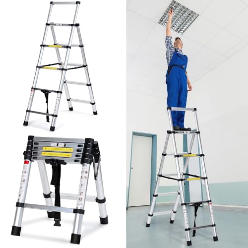 Cecaylie 1.4M+1.7M Teleskopleiter Klappleiter, Rutschfester Aluleiter Mehrzweckleiter Ausziehbare Leiter, Stehleiter, Aluminiumleiter, Maximale Tragfähigkeit 150kg Cecaylie 1.4M+1.7M Teleskopleiter Klappleiter, Rutschfester Aluleiter Mehrzweckleiter Ausziehbare Leiter, Stehleiter, Aluminiumleiter, Maximale Tragfähigkeit 150kg von Cecaylie