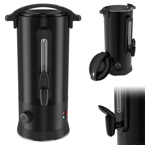 Cecaylie 10 L Glühweinkocher, Heißwasserspender aus Edelstahl, mit Thermostat, Zapfhahn, Füllstandsanzeige, Schwarz von Cecaylie