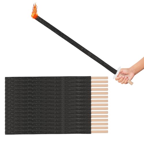Cecaylie 10 Stück 720mm Wachsfackeln Draußen, 90-100 min Wachsfackeln Fackeln, Gartenfackel mit Handschutz & Langem Griff für Draußen Kinder Fackelwanderung Garten Weihnachten Lagerfeuer Party von Cecaylie