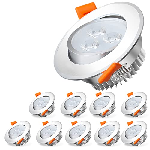 Cecaylie 10x LED Einbaustrahler 230V/3W, Einbau-Spots Schwenkbar, 3200K Warmweiß Einbauleuchten LED Deckenspot, Deckenstrahler 245LM, Einbauspot Spot für den Wohnbereich & Bad von Cecaylie