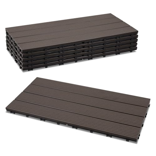 Cecaylie 18er Pack WPC Terrassenfliese, Kaffee Balkonfliesen 30x60cm - 3m², Ideal für den Außenbereich Klickfliesen für Balkon, Garten, Terrasse, Bodenbelag Einfach, Schnell und Praktisch Verlegt Cecaylie 18er Pack WPC Terrassenfliese, Kaffee Balkonfliesen 30x60cm - 3m², Ideal für den Außenbereich Klickfliesen für Balkon, Garten, Terrasse, Bodenbelag Einfach, Schnell und Praktisch Verlegt von Cecaylie