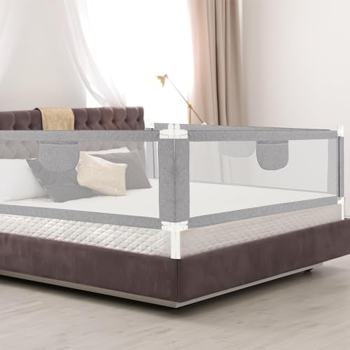 Cecaylie 200CMx2+180CMx1 Rausfallschutz Bett, Bettgitter für Kinder, Babybettgitter für Kleinkinder, Kinderbettgitter mit luftiges Netz, Bed Rail stabile Bauweise, einfache Montage, Grau Cecaylie 200CMx2+180CMx1 Rausfallschutz Bett, Bettgitter für Kinder, Babybettgitter für Kleinkinder, Kinderbettgitter mit luftiges Netz, Bed Rail stabile Bauweise, einfache Montage, Grau von Cecaylie