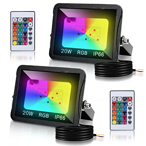 Cecaylie 2er 20w RGB LED Strahler mit Fernbedienung für Terrassen- & Verandabeleuchtung - 16 Farben, 4 Modi, IP66 Wasserdicht, Dimmbar, Memoryfunktion Cecaylie 2er 20w RGB LED Strahler mit Fernbedienung für Terrassen- & Verandabeleuchtung - 16 Farben, 4 Modi, IP66 Wasserdicht, Dimmbar, Memoryfunktion von Cecaylie