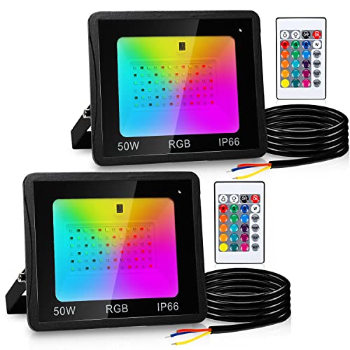 Cecaylie 2er 50w RGB LED Strahler mit Fernbedienung für Terrassen- & Verandabeleuchtung - 16 Farben, 4 Modi, IP66 Wasserdicht, Dimmbar, Memoryfunktion Cecaylie 2er 50w RGB LED Strahler mit Fernbedienung für Terrassen- & Verandabeleuchtung - 16 Farben, 4 Modi, IP66 Wasserdicht, Dimmbar, Memoryfunktion von Cecaylie