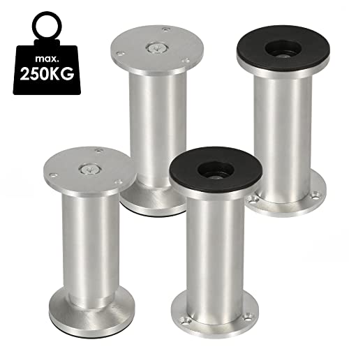 Cecaylie 4er Set Möbelbeine, Aluminium Möbelfüße,Höhenverstellbar Füße für möbel, mit Schrauben,Höhe 180 mm | Belastbar bis 250 KG, für Sofa schrankfüsse Schreibtisch Stühle Tischfuß von Cecaylie