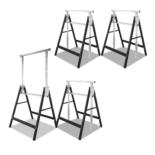 Cecaylie 4X Gerüstbock 200 kg Traglast Klappbock Metall Unterstellbock-Klappbock 7-Fach Höhenverstellbar 80-130 cm- Metallbock klappbar von Cecaylie