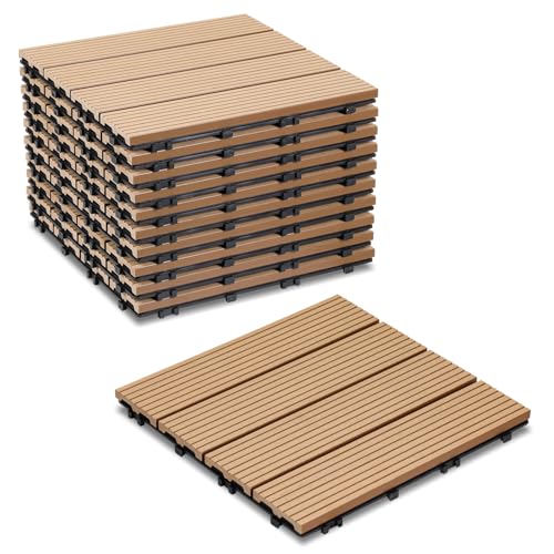 Cecaylie 55er Pack WPC Terrassenfliese, Teak Balkonfliesen 30x30cm - 5m², Ideal für den Außenbereich Klickfliesen für Balkon, Garten, Terrasse, Bodenbelag Einfach, Schnell und Praktisch Verlegt Cecaylie 55er Pack WPC Terrassenfliese, Teak Balkonfliesen 30x30cm - 5m², Ideal für den Außenbereich Klickfliesen für Balkon, Garten, Terrasse, Bodenbelag Einfach, Schnell und Praktisch Verlegt von Cecaylie