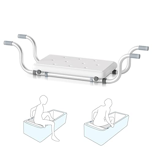 Cecaylie Badewannensitz Verstellbarer für alle Größen geeignet, Badebrett, Badehocker, Sitzbrett, Aluminium, Rutschfester und Einer Tragfähigkeit von bis zu 136kg von Cecaylie