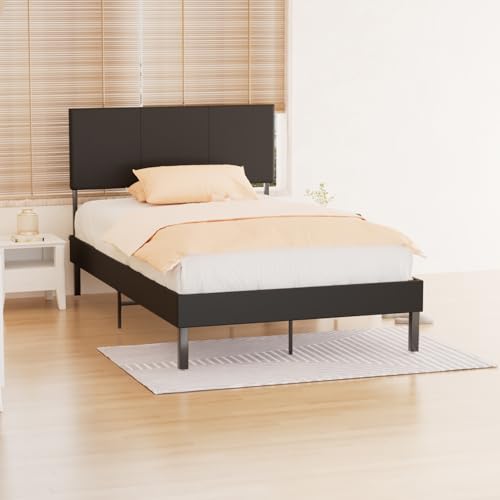 Cecaylie Bettgestell 120X200cm, Polsterbett mit Lederkopfteil und Lederumrandung, Lattenrost aus massivem Holz, hochwertiges Einzelbett, Doppelbett, Matratze Nicht im Lieferumfang enthalten, schwarz Cecaylie Bettgestell 120X200cm, Polsterbett mit Lederkopfteil und Lederumrandung, Lattenrost aus massivem Holz, hochwertiges Einzelbett, Doppelbett, Matratze Nicht im Lieferumfang enthalten, schwarz von Cecaylie
