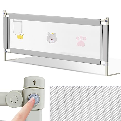 Cecaylie Bettgitter 180cm, Höhenverstellbar 70-98 cm, Rausfallschutz Bett für Kinder, Babybettgitter für Kleinkinder, Bed Rail stabile Bauweise, Kinderbettgitter mit luftiges Netz, Grau Cecaylie Bettgitter 180cm, Höhenverstellbar 70-98 cm, Rausfallschutz Bett für Kinder, Babybettgitter für Kleinkinder, Bed Rail stabile Bauweise, Kinderbettgitter mit luftiges Netz, Grau von Cecaylie
