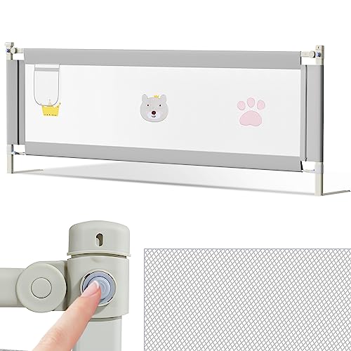 Cecaylie Bettgitter 200cm, Höhenverstellbar 70-98 cm, Rausfallschutz Bett für Kinder, Babybettgitter für Kleinkinder, Bed Rail stabile Bauweise, Kinderbettgitter mit luftiges Netz, Grau Cecaylie Bettgitter 200cm, Höhenverstellbar 70-98 cm, Rausfallschutz Bett für Kinder, Babybettgitter für Kleinkinder, Bed Rail stabile Bauweise, Kinderbettgitter mit luftiges Netz, Grau von Cecaylie