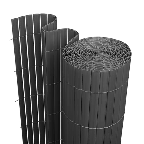 Cecaylie DREI Rippenverstärkungen,Anthrazit PVC Sichtschutzmatte Sichtschutzzaun,UV-beständig, schimmelfrei und pflegeleicht,Verstärkt Starke Privatsphäre für Garten Balkon Terrasse(0.9 * 5M) von Cecaylie