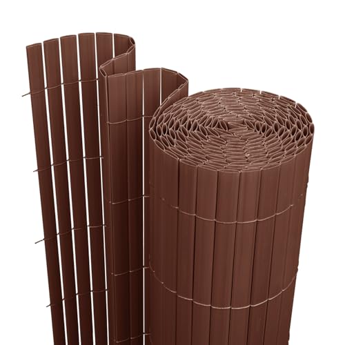 Cecaylie DREI Rippenverstärkungen,Braun PVC Sichtschutzmatte Sichtschutzzaun,UV-beständig, schimmelfrei und pflegeleicht,Verstärkt Starke Privatsphäre für Garten Balkon Terrasse(1.4 * 3M) von Cecaylie