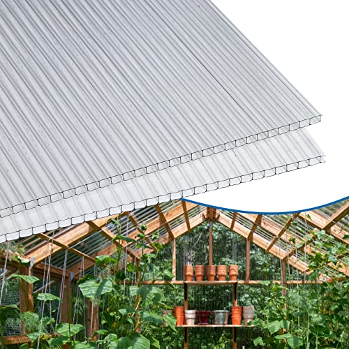 Cecaylie Hohlkammerstegplatten für Gewächshaus Garten Treibhaus Ersatzplatten 14x Polycarbonat Doppelstegplatte (1210 x 605 x 4mm) =10,25 m² von Cecaylie