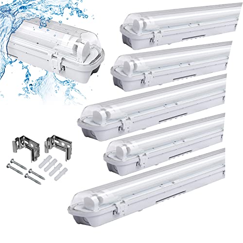 Cecaylie LED Feuchtraumleuchte 120cm 6 Stück 18W LED Röhre, IP65 LED Leuchtstoffröhre, Neutralweiß 1530lm 4000K Wannenleuchte, T8 Werkstattlampe, für Garage Werkstatt Büro Warenhaus von Cecaylie