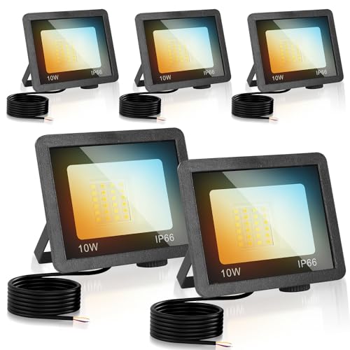 Cecaylie LED Strahler Außen 10W, Fluter 900LM 3000/4000/6500K 3 Farbtemperatur IP66 Wasserdicht Flutlicht Außenstrahler Außenleuchte für Werkstatt Garage Garten, 5er Cecaylie LED Strahler Außen 10W, Fluter 900LM 3000/4000/6500K 3 Farbtemperatur IP66 Wasserdicht Flutlicht Außenstrahler Außenleuchte für Werkstatt Garage Garten, 5er von Cecaylie