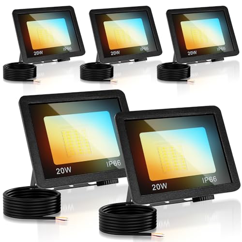 Cecaylie LED Strahler Außen 20W, LED Fluter 1900LM 3000/4000/6500K 3 Farbtemperatur IP66 Wasserdicht LED Flutlicht Außenstrahler Außenleuchte für Werkstatt Garage Garten, 5er Cecaylie LED Strahler Außen 20W, LED Fluter 1900LM 3000/4000/6500K 3 Farbtemperatur IP66 Wasserdicht LED Flutlicht Außenstrahler Außenleuchte für Werkstatt Garage Garten, 5er von Cecaylie