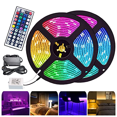 Cecaylie LED Streifen 20m, RGB SMD 5050 LED Strip Selbstklebend mit 44-Tasten Fernbedienung, 20 Farbwechsel 8 Modi, LED Band Leiste für Innenbereich Schlafzimmer Halloween Christmas Deko von Cecaylie