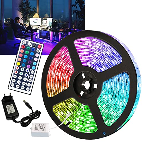 Cecaylie LED Streifen 4m, RGB SMD 5050 LED Strip Selbstklebend mit 44-Tasten Fernbedienung, 20 Farbwechsel 8 Modi, LED Band Leiste für Innenbereich Schlafzimmer Halloween Christmas Deko von Cecaylie