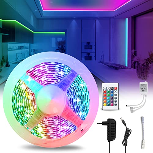 Cecaylie LED Streifen, LED Strip 10m, RGB LED Streifen Selbstklebend mit 24-Tasten-Fernbedienung, Dimmbar LED Band für Zuhause, Schlafzimmer, Küche, Partei von Cecaylie