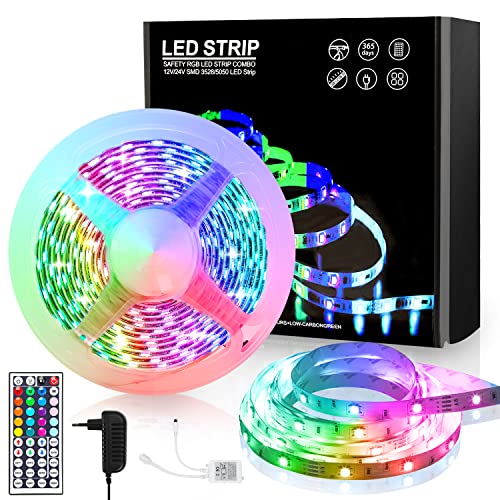 Cecaylie LED Streifen, LED Strip 3m, RGB LED Streifen Selbstklebend mit 44-Tasten-Fernbedienung, Dimmbar LED Band für Zuhause, Schlafzimmer, Küche, Partei von Cecaylie