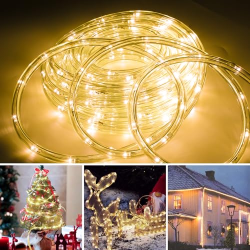 Cecaylie Lichterschlauch Aussen 50M 1200 LEDs LED Schlauch Innen Außen Warmweiß Lichtschlauch mit Timer und 8 Modi, für Zimmer Garten Party Hochzeit Weihnachten Deko von Cecaylie
