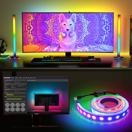 Cecaylie Neon LED Strip, PC Monitor Hintergrundbeleuchtung für 32 Zoll PC, 5050 LED Streifen, DIY RGBIC LED Strip mit Smart Steuerbar über App, Musik Sync von Cecaylie