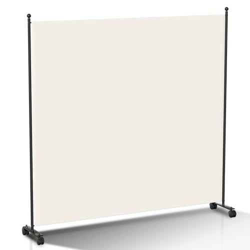 Cecaylie Paravent Raumteiler auf Rollen 187x 181 cm Trennwand Sichtschutz 1 teilig, Faltbar & Tragbares Raumteiler, Flexibilität Raumtrenner Privatschutz für Büro, Küche, Terrasse, Beige von Cecaylie