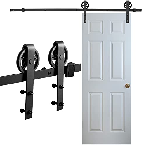 Cecaylie Schiebetürsystem, 6.6FT/200cm Schiebetürbeschlag Set, Big Wheel Schiebetüren Beschläge Laufschiene, Barn Door Komplettset Hardware von Cecaylie