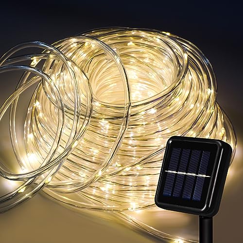 Cecaylie Solar Lichtschlauch Außen, 30M 100LED Warmweiß Lichtschlauch Solar, Lichtschlauch Außen Solar Wasserdicht mit 8 Modi, Solar Lichterschlauch Aussen für Festliche Dekoration und Outdoor-Partys von Cecaylie