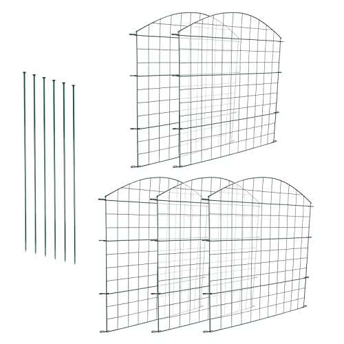 Cecaylie Teichzaun Set, 10x Gartenzäune Steckzaun Länge 3,75 m Oberbogen Metallzaun Grün, Gartenzaun Tiergehege Freigehege von Cecaylie