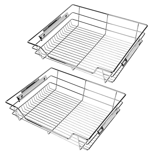 Cecaylie Teleskopschublade 60cm Küchenschublade, Schrankauszug,Küchenschrank Auszug Nachrüsten,Küchenschubladen aus Metall Einbauschublade für Spülschrank,Schrank Schubladen Ausziehbar,2Stück von Cecaylie