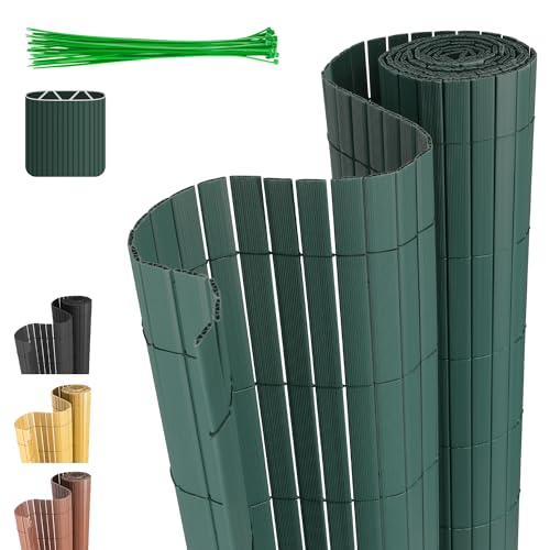 Cecaylie W-Rippenverstärkungen,Grün PVC Sichtschutzmatte Sichtschutzzaun,UV-beständig, schimmelfrei und pflegeleicht,Verstärkt Starke Privatsphäre für Garten Balkon Terrasse(0.8 * 7M) von Cecaylie