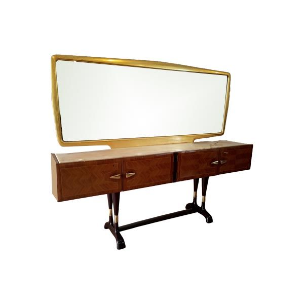 Sideboard mit goldenem Spiegel von Vittorio Dassi, Cecchini von Cecchini