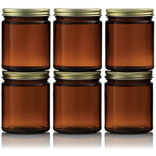 6er-Set Braunglasbehälter, 236 ml (8 oz) leere Kosmetikbehälter für DIY-Projekte, Bernsteinfarbene Gläser für Kerzenherstellung von Ceciliec