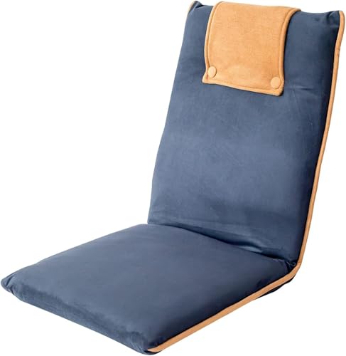 Bodenstuhl klappbar, Bodensessel mit Liegefunktion, Bodenstuhl mit Rückenlehne für Meditation, Yoga, Camping oder als Lesen Spielen, Meditationsstuhl Lazy Sofa gepolstert (Blau) von Ceciliec