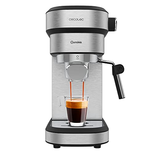 Cecotec Espressomaschine Cafelizzia 790 Steel Duo. 1350 W, Espressos und Cappuccinos, Thermoblock, 20 Bar Druck, Automatikmodus für 1-2 Kaffees, schwenkbares Dampfrohr, Kapselfilterzubehör von Cecotec