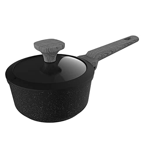 Cecotec 16cm-Stielkasserolle Polka Exclusive 16 Pot Wood&Rock. Hochwertigem Geschmiedeten Aluminium, mit 6 Schichten und maximaler Antihaftbeschichtung Select Teflon Nonstick Coating von Cecotec