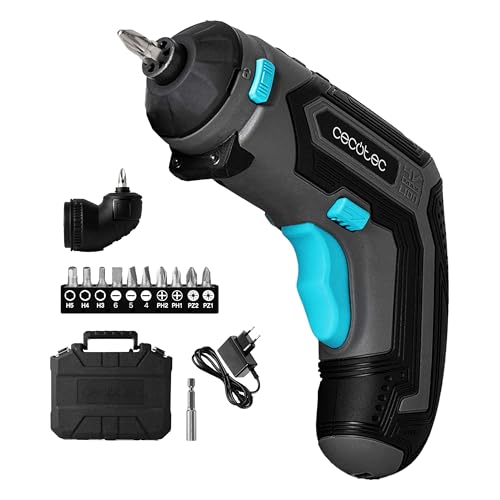 Cecotec Akku-Schraubendreher mit 90º Winkelaufsatz PowerGyro 3500 Angle Set. 4V, 1500mAh Akku, 6,35mm Sechskant-Bitaufnahme, inklusive Koffer und Zubehör von Cecotec