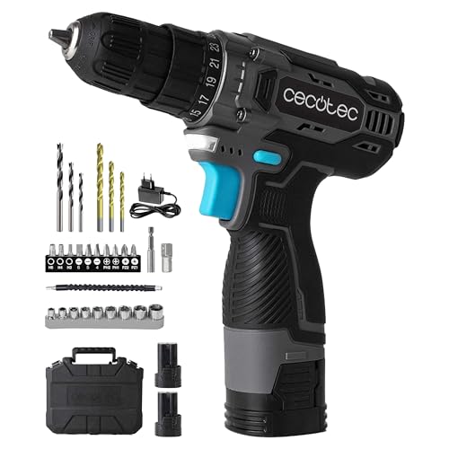 Cecotec Akkuschrauber mit 2 Akkus 16V und 2000mAh PowerForce 1620 Easy Hand. 2 Geschwindigkeitsstufen bis 1500 U/min, Drehmoment von 38Nm, einstellbar in 25+1 Stufen, inklusive Koffer und Zubehör von Cecotec