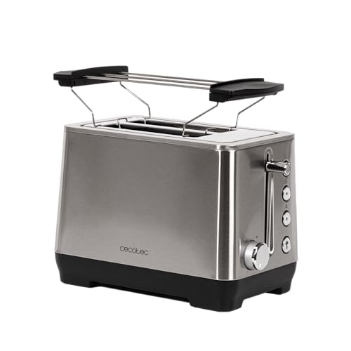 Cecotec BigToast Double Toaster aus Edelstahl - 2 extra breite kurze Schlitze - max. Leistung 1000 W - 4 vorkonfigurierte Funktionen von Cecotec