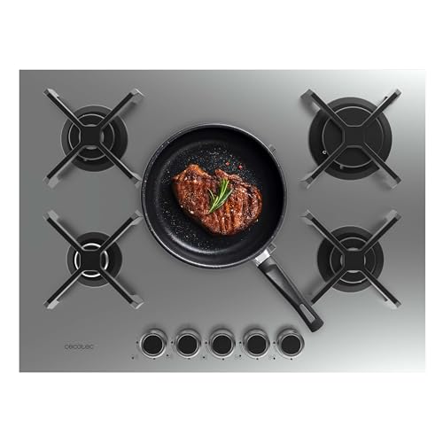 Cecotec Bolero Squad G 5400S Gaskochfeld mit 5 Brennern, Edelstahl, 10,4 kW, Gusseisen-Grill, Wok-Dreifachbrenner, elektronische Zündung, Ventilsicherheit, Gaszubehör Cecotec Bolero Squad G 5400S Gaskochfeld mit 5 Brennern, Edelstahl, 10,4 kW, Gusseisen-Grill, Wok-Dreifachbrenner, elektronische Zündung, Ventilsicherheit, Gaszubehör von Cecotec