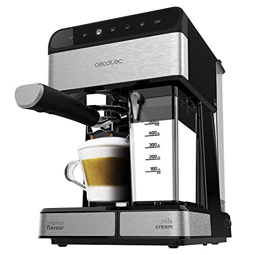 Cecotec Halbautomatische Espressomaschine Power Instant-ccino 20 Touch Serie Nera. 1350 W, 20 Bar Druck, 500 ml Milchtank, Touch-Steuerung, 1,4 Liter Wassertank, Edelstahl-Finish von Cecotec