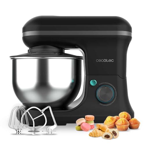 Cecotec Küchenmaschine Cecomixer Merengue 5L 1200 Schwarz. 1200 W, 6 Stufen, 5 Funktionen, Planetenbewegung, elegantes Design, 5-Liter-Edelstahl-Schüssel und Zubehör zum Schlagen und Kneten von Cecotec