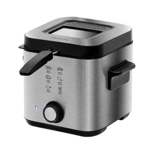 Cecotec CleanFry Infinity 1500 Fritteuse. 1,5 L Fassungsvermögen, Temperatur bis zu 190 ºC, 30 Min. Timer, antihaftbeschichter Innentopf, OilCleaner Filter, Schwarzes Finish, 900 W. von Cecotec