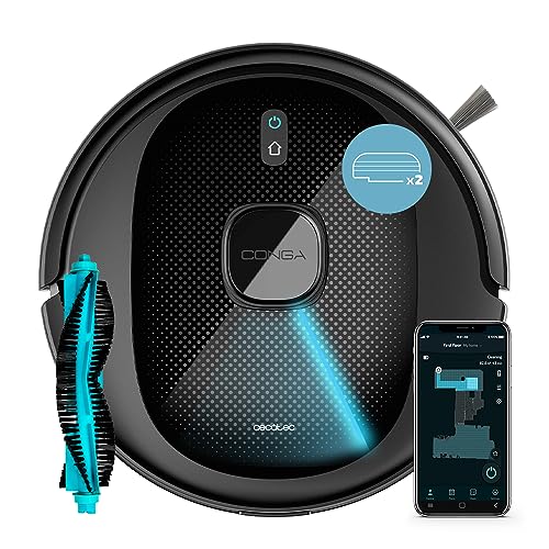 Cecotec Conga 7490 Immortal X-Treme Staubsaugerroboter mit Lasernavigation, 4-in-1-Reinigung: fegt, saugt, schrubbt und wischt, 2600 Pa, 120 Minuten Laufzeit, Multifunktionsbürste, 2 Mopas von Cecotec